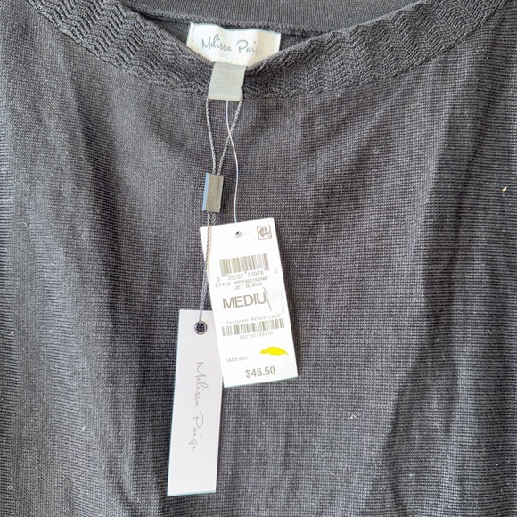 Melissa‎ Paige Womens Top Medium Black Button Detail Knit Short Sleeve Pullover - Picture 5 of 6